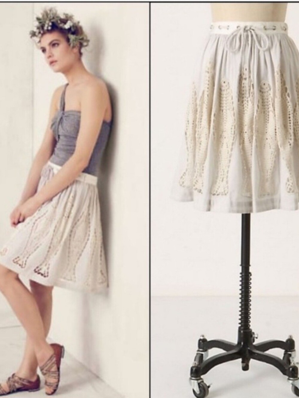 Anthropologie | Floreat Cloudfish Crochet Skirt Size 2
